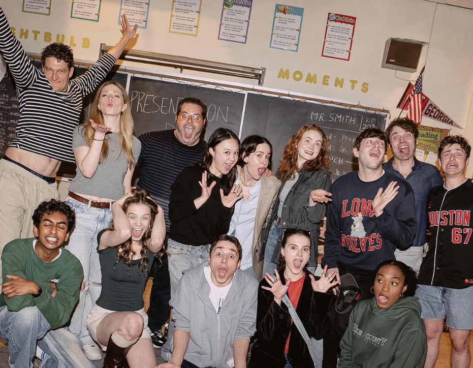 Noah Pacht, furthest right, alongside the “John Proctor Is the Villain” cast, Sarah Paulson, and Josh Gad. (@johnproctorbway on Instagram)
